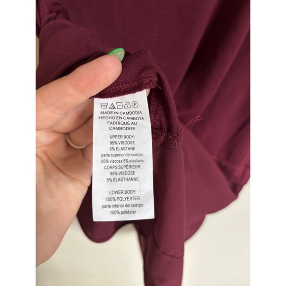 Michael Kors Tank Top Womens M Maroon Sleeveless‎ Chiffon Trim Layered Casual - Picture 5 of 5